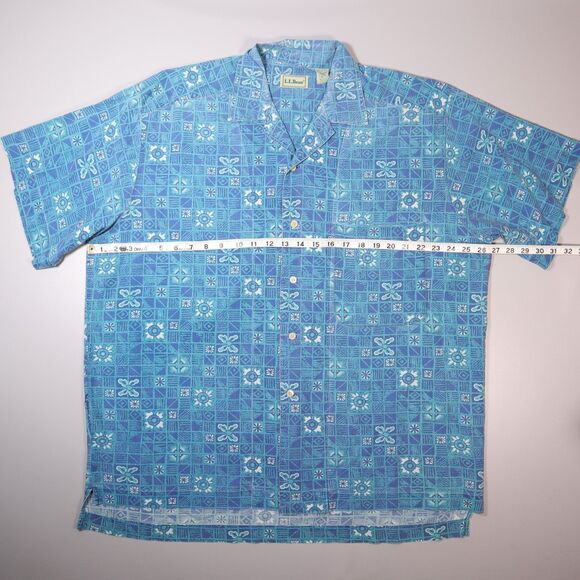 L.L. Bean Hawaiian Camp Shirt Button up Short Sleeve Hong Kong Vintage Mens XXL - Picture 6 of 8